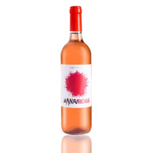 Botella de vino rosado ManxRoss con etiqueta roja.